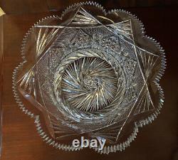 Outstanding American Brilliant Period Large Cut Glass Center Bowl or Punch Bowl