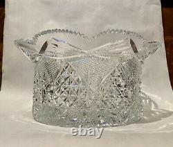 Outstanding American Brilliant Period Large Cut Glass Center Bowl or Punch Bowl