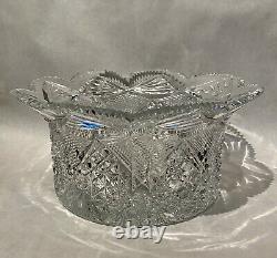 Outstanding American Brilliant Period Large Cut Glass Center Bowl or Punch Bowl