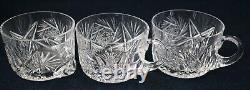 Outstanding Antique Abp Cut Glass 2 Pc Punchbowl/3 Cups Good Cond Free Shipping