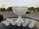 Outstanding EAPG 14 Pedestal Punch bowl Set Complete 14pc Polished Rims A+ Qual