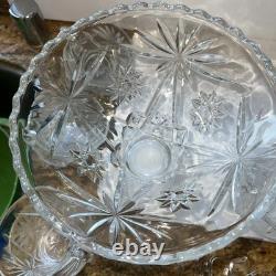 Outstanding EAPG 14 Pedestal Punch bowl Set Complete 28 pc scallop AH A+ Qual