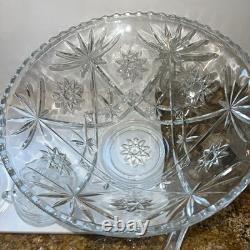 Outstanding EAPG 14 Pedestal Punch bowl Set Complete 28 pc scallop AH A+ Qual
