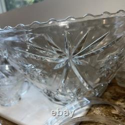 Outstanding EAPG 14 Pedestal Punch bowl Set Complete 28 pc scallop AH A+ Qual