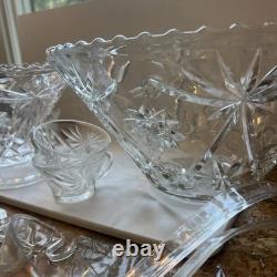 Outstanding EAPG 14 Pedestal Punch bowl Set Complete 28 pc scallop AH A+ Qual
