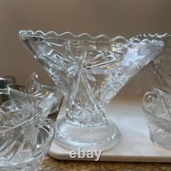 Outstanding EAPG 14 Pedestal Punch bowl Set Complete 28 pc scallop AH A+ Qual