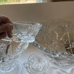 Outstanding EAPG 14 Pedestal Punch bowl Set Complete 28 pc scallop AH A+ Qual