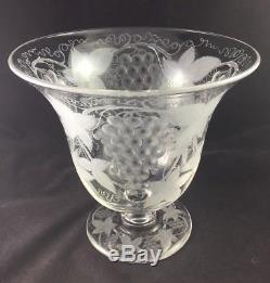PAIRPOINT Intaglio Engraved Cut Glass Footed 9 Grape Juice Punch Bowl HTF