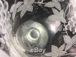 PAIRPOINT Intaglio Engraved Cut Glass Footed 9 Grape Juice Punch Bowl HTF