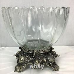PITMAN-DREITZER 14pc PUNCH BOWL Ornate Gold Tone Stand, 12 Cups RARE