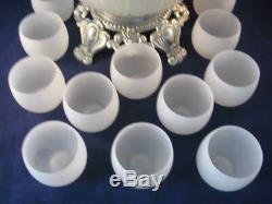 PRINCESS HOUSE FROSTED PUNCH BOWL SET 12 cups no Ladle 2 Pc. Metal Base