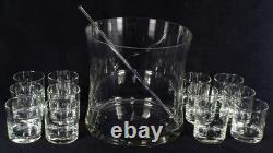 PUNCH BOWL SET 12 Cups Glass and Stir Stick Vintage 60's Design
