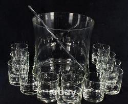 PUNCH BOWL SET 12 Cups Glass and Stir Stick Vintage Modern Design