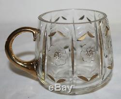 Punch Bowl Set High Quality Cut Glass And Gold Flower Pattern Circa 1940