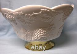 PUNCH BOWL SET Vintage Milk Glass Grapes Harvest by Colony 10 Cups, Ladle (A1)