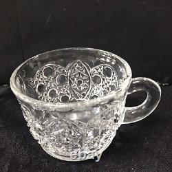 PUNCH BOWL Vintage LE Smith RARE COMPLETE SET Glass DAISY & BUTTON-in Orig. Box