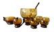 Pentti Sarpaneva Glass Bronze Turun Hopea Punch Bowl Ladle Cups Cream Sugar Set