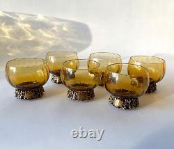 Pentti Sarpaneva Glass Bronze Turun Hopea Punch Bowl Ladle Cups Cream Sugar Set