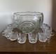 Pinwheel and Stars Glass Round Punch Bowl Set with 12 Matching Punch Cups