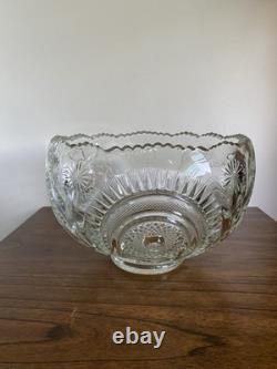 Pinwheel and Stars Glass Round Punch Bowl Set with 12 Matching Punch Cups