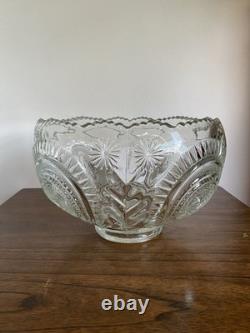 Pinwheel and Stars Glass Round Punch Bowl Set with 12 Matching Punch Cups
