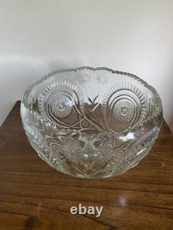 Pinwheel and Stars Glass Round Punch Bowl Set with 12 Matching Punch Cups
