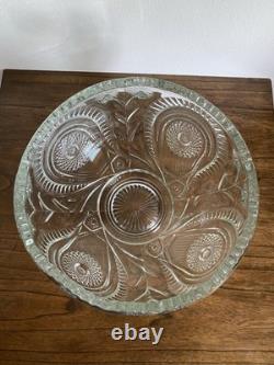 Pinwheel and Stars Glass Round Punch Bowl Set with 12 Matching Punch Cups