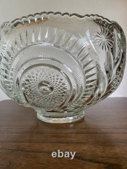Pinwheel and Stars Glass Round Punch Bowl Set with 12 Matching Punch Cups