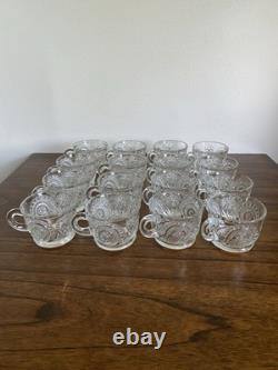 Pinwheel and Stars Glass Round Punch Bowl Set with 12 Matching Punch Cups