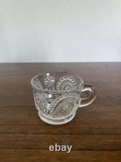 Pinwheel and Stars Glass Round Punch Bowl Set with 12 Matching Punch Cups