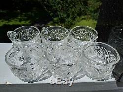 Pinwheels & Stars Pressed Glass Punch Bowl Set with12 Cups & SG Sheffield SP Ladle