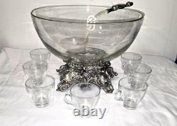 Pitman-Dreitzer 1545 Colony 10 Piece Silver Elegance Punch Bowl Set c1960s USA Pitman-Dreitzer 1545 Colony 10 Piece Silver Elegance Punch Bowl Set c1960s USA