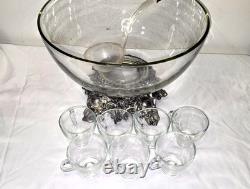 Pitman-Dreitzer 1545 Colony 10 Piece Silver Elegance Punch Bowl Set c1960s USA