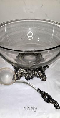 Pitman-Dreitzer 1545 Colony 10 Piece Silver Elegance Punch Bowl Set c1960s USA