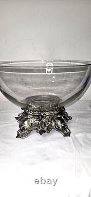 Pitman-Dreitzer 1545 Colony 10 Piece Silver Elegance Punch Bowl Set c1960s USA