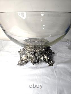 Pitman-Dreitzer 1545 Colony 10 Piece Silver Elegance Punch Bowl Set c1960s USA