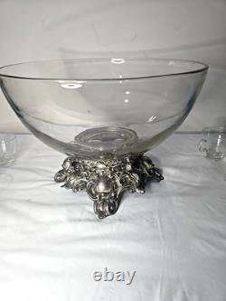 Pitman-Dreitzer 1545 Colony 10 Piece Silver Elegance Punch Bowl Set c1960s USA