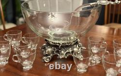 Pitman-Dreitzer 1545 Colony 27 Piece Silver Elegance Punch Bowl Set c1960s USA
