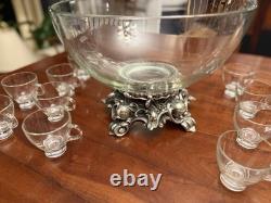 Pitman-Dreitzer 1545 Colony 27 Piece Silver Elegance Punch Bowl Set c1960s USA