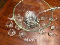 Pitman-Dreitzer 1545 Colony 27 Piece Silver Elegance Punch Bowl Set c1960s USA