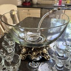 Pitman-Dreitzer Colony 14 Piece Silver Elegance Punch Bowl, Ladle, 12 Cups 60's