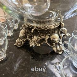 Pitman-Dreitzer Colony 14 Piece Silver Elegance Punch Bowl, Ladle, 12 Cups 60's