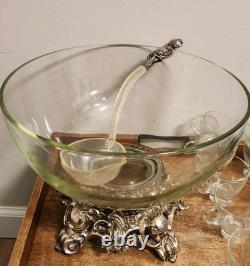 Pitman Dreitzer / Lancaster Colony #1545 Silver Elegance 15pc Glass Punch Bowl