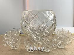 Pitman Dreitzer Lancaster Colony Diamond Glass Heavy Punch Bowl MCM 11