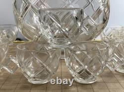 Pitman Dreitzer Lancaster Colony Diamond Glass Heavy Punch Bowl MCM 11
