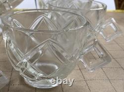 Pitman Dreitzer Lancaster Colony Diamond Glass Heavy Punch Bowl MCM 11