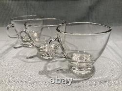 Pitman Dreitzer Lancaster Colony Glass Punch Bowl Brass Stand 3 Cups Vintage WOW