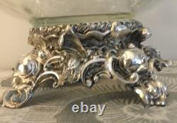 Pittman Dreitzer 15 Piece Punch Bowl Ornate Silver Stand 12 Cup Hooks Ladle Vtg