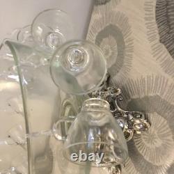 Pittman Dreitzer 15 Piece Punch Bowl Ornate Silver Stand 12 Cup Hooks Ladle Vtg