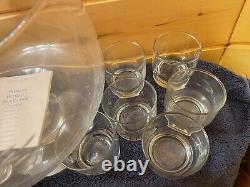 Princess House Crystal Heritage Stem Punch Bowl Set Bowl With 12 Glasses